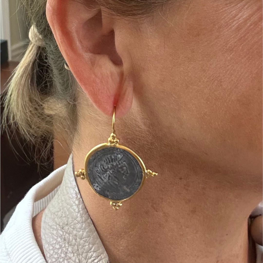 Etruscan Coin Earrings