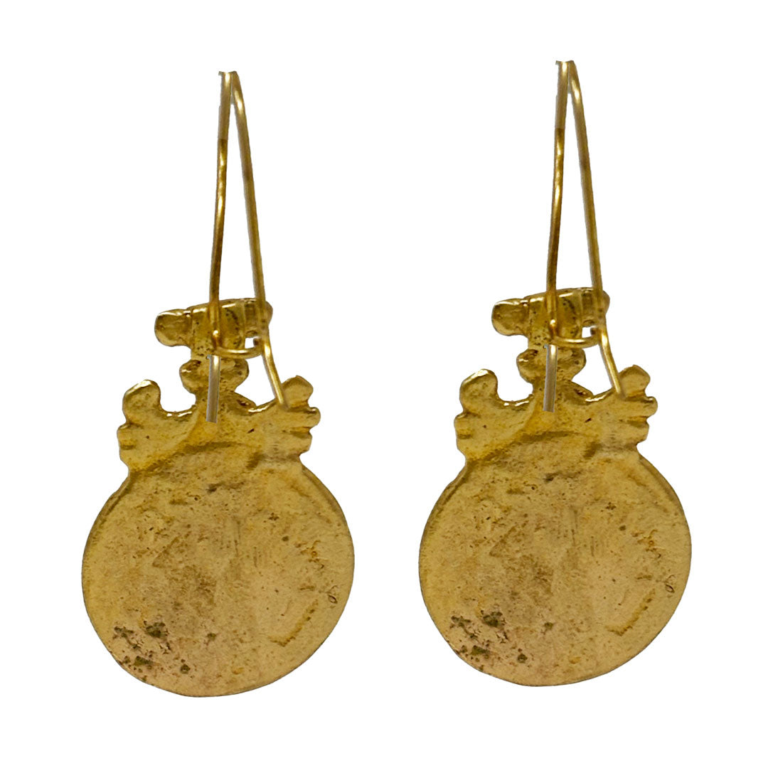 Medallion Drop Earrings with Amethyst Gemstone