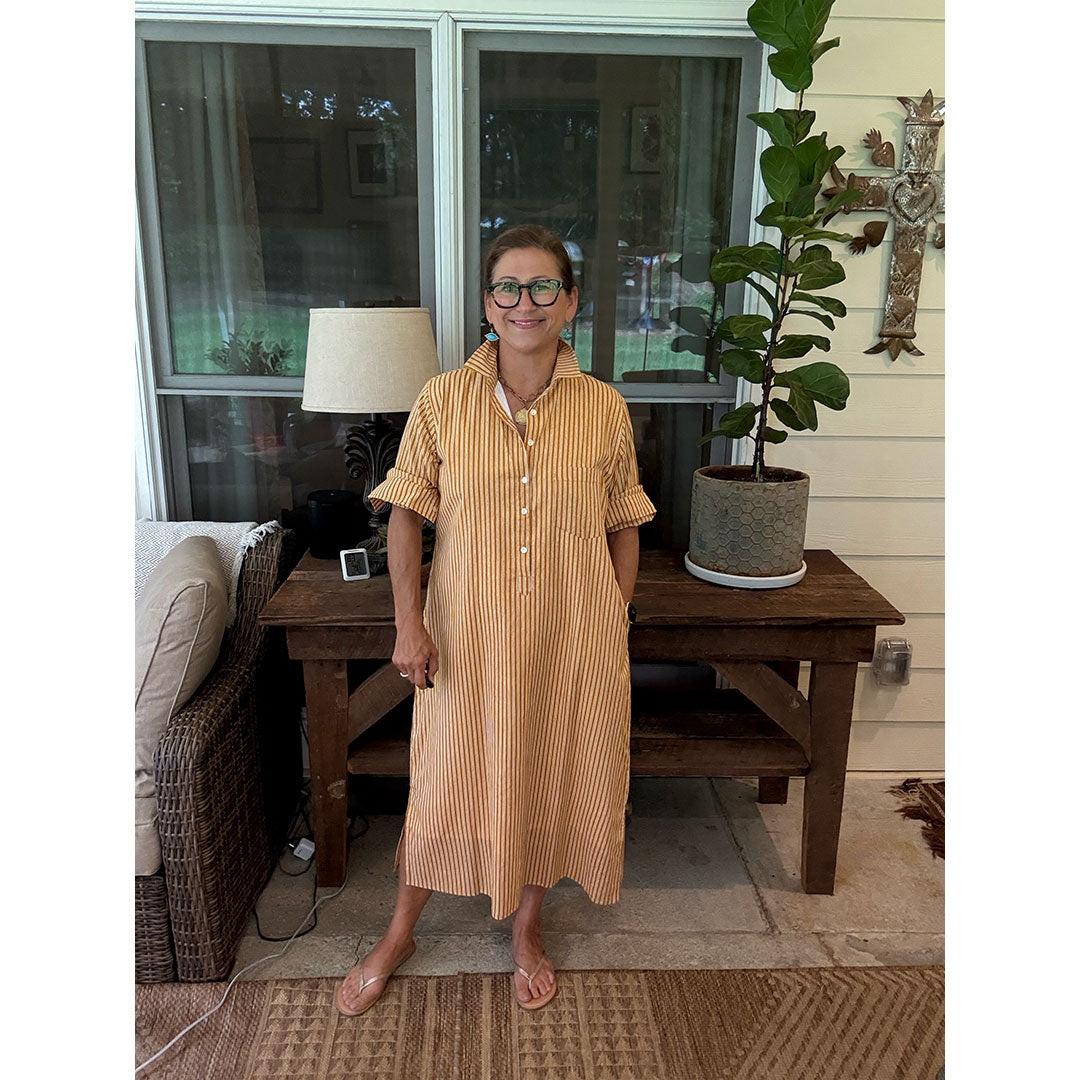 Lucia Midi Dress - Gold Stripe