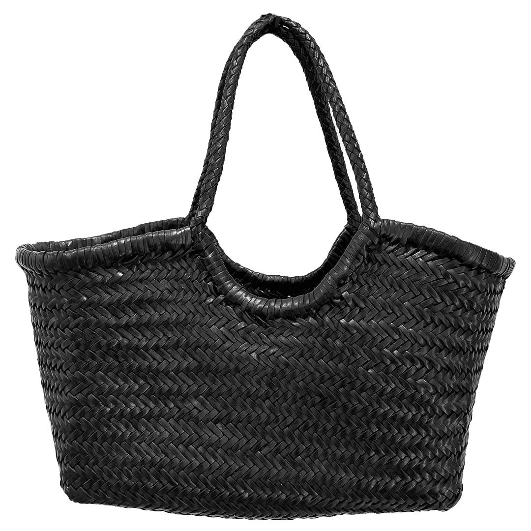 Gigi Woven Leather Bag - Black