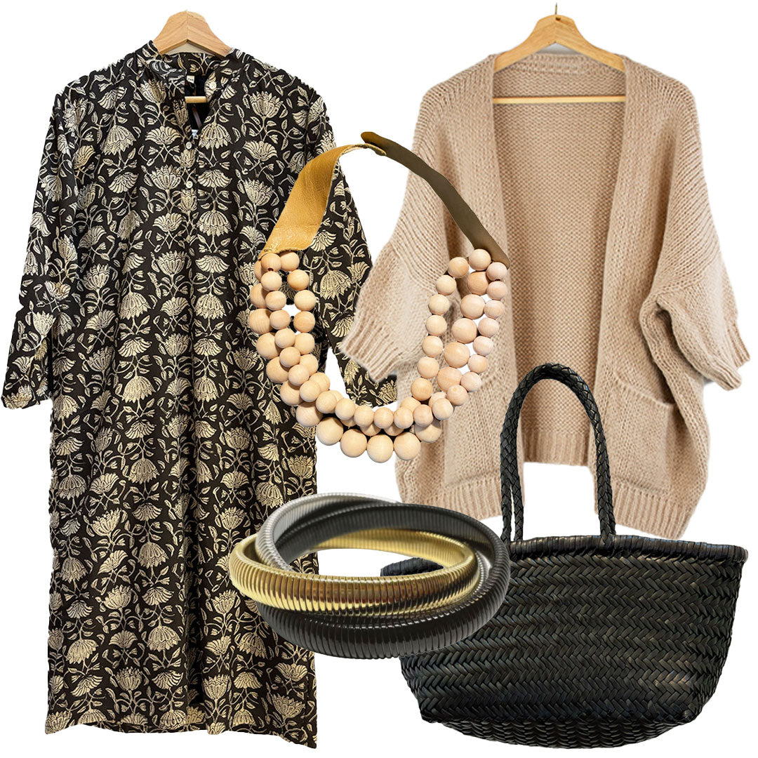 Maye Dress - Black and Cream Floral