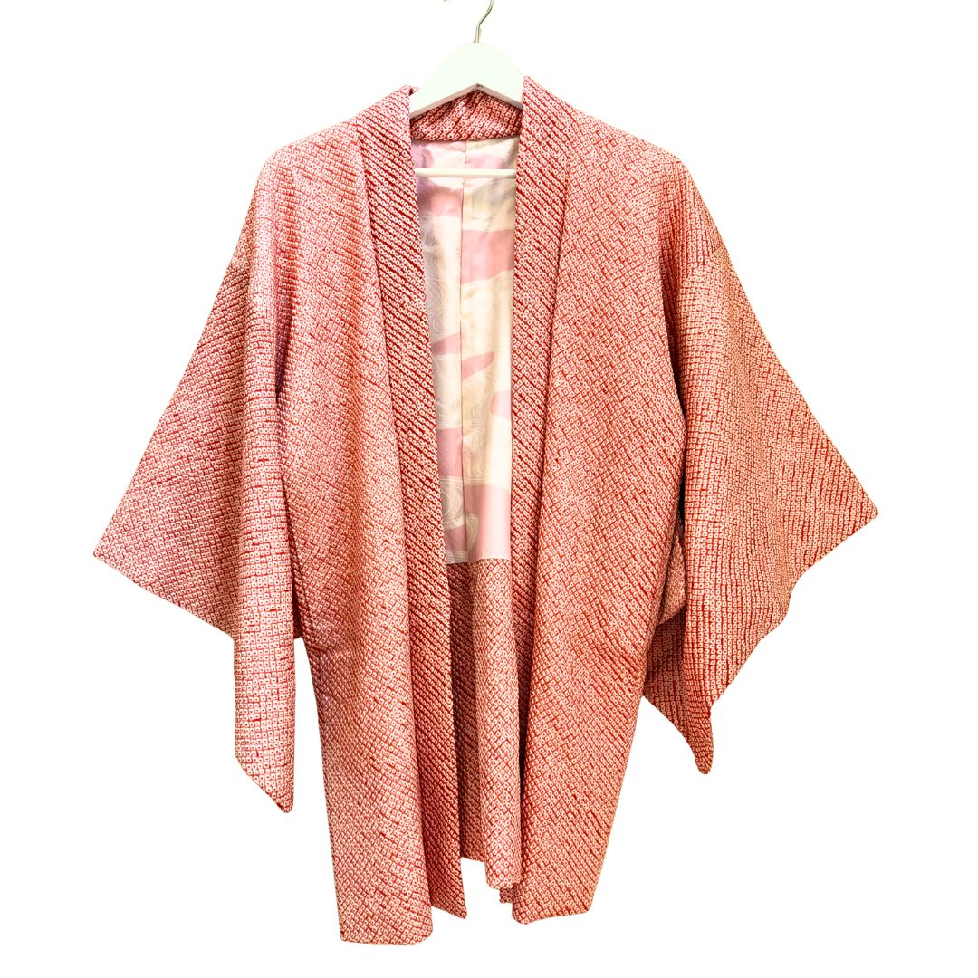 Japanese Haori - Tangerine and White