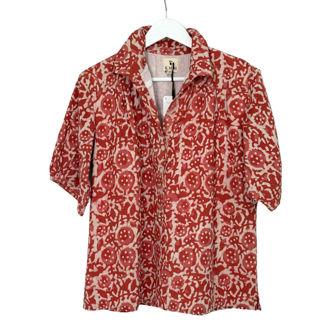 Kathya Popover Top - Pink Floral