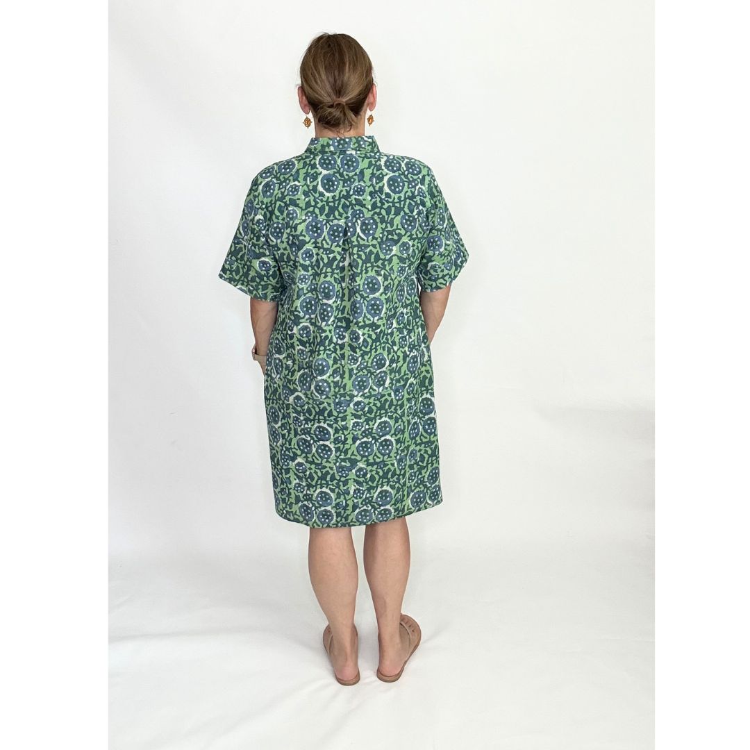 Lucia Short Dress - Blue/Green Floral