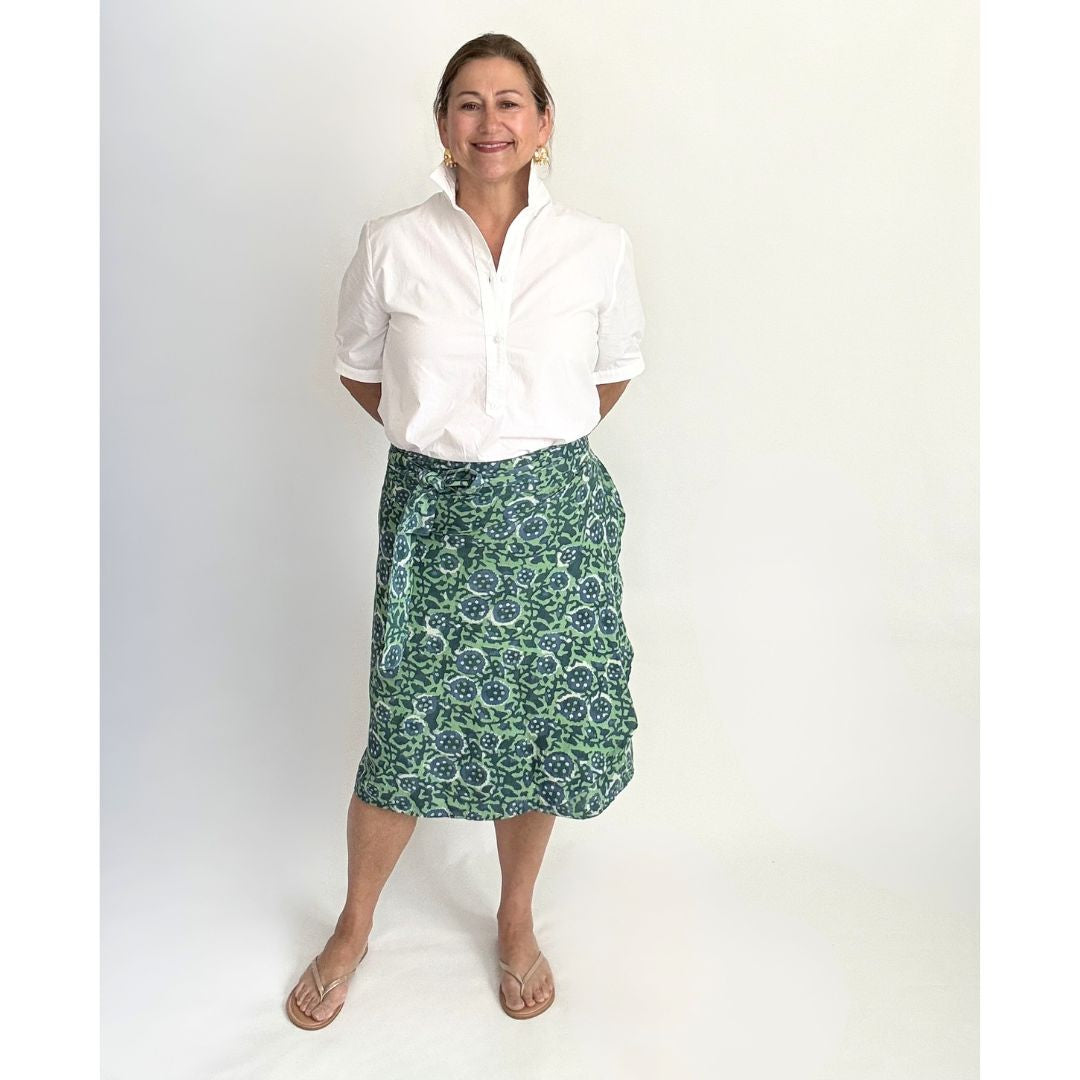 Verona Wrap Skirt - Blue and Green