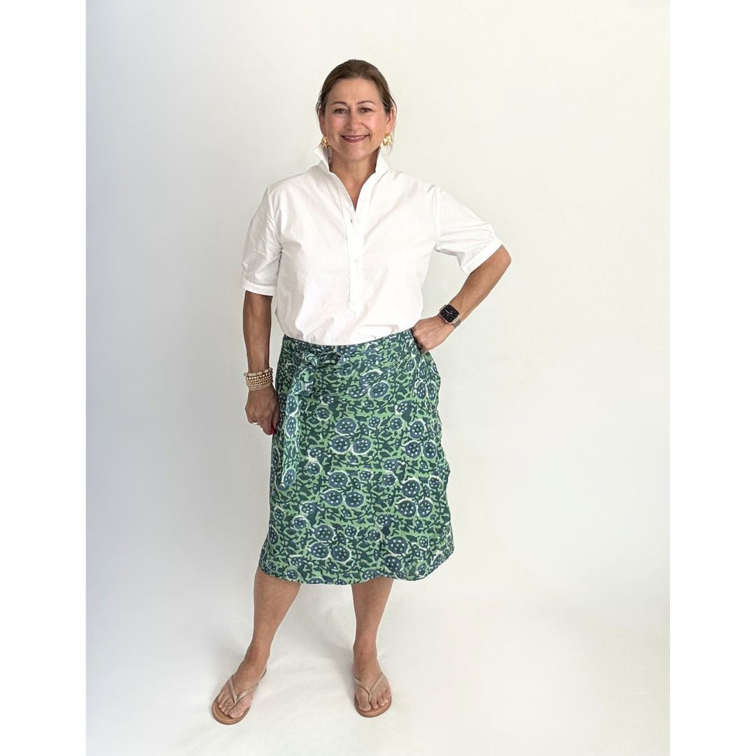 Verona Wrap Skirt - Blue and Green