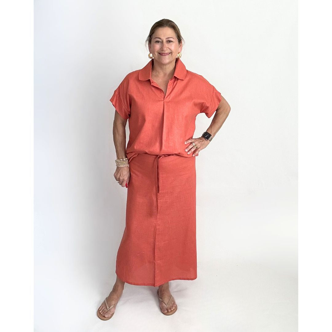 Portofino Wrap Skirt - Coral
