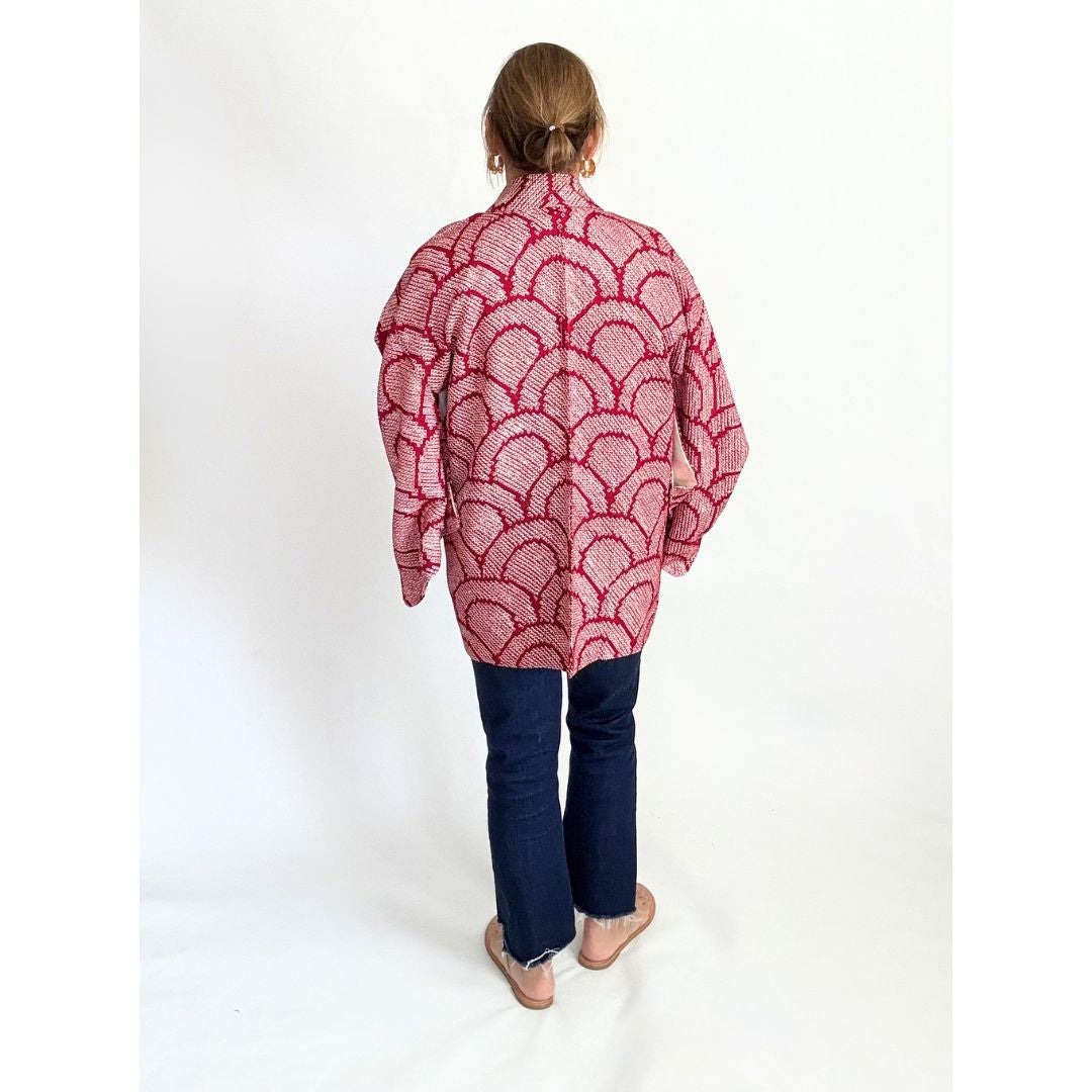 Japanese Haori - Crimson and White