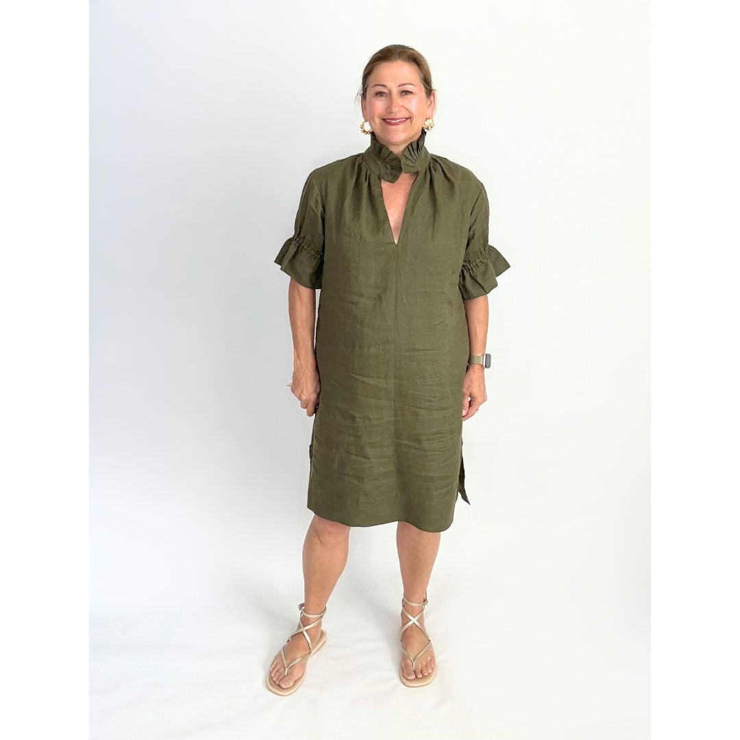 Linen Jillian Dress - Forest