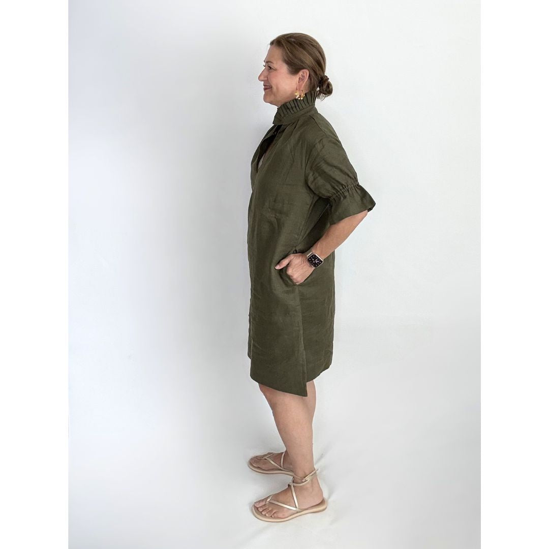 Linen Jillian Dress - Forest