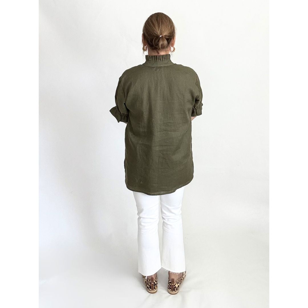 Linen Merritt Top - Forest
