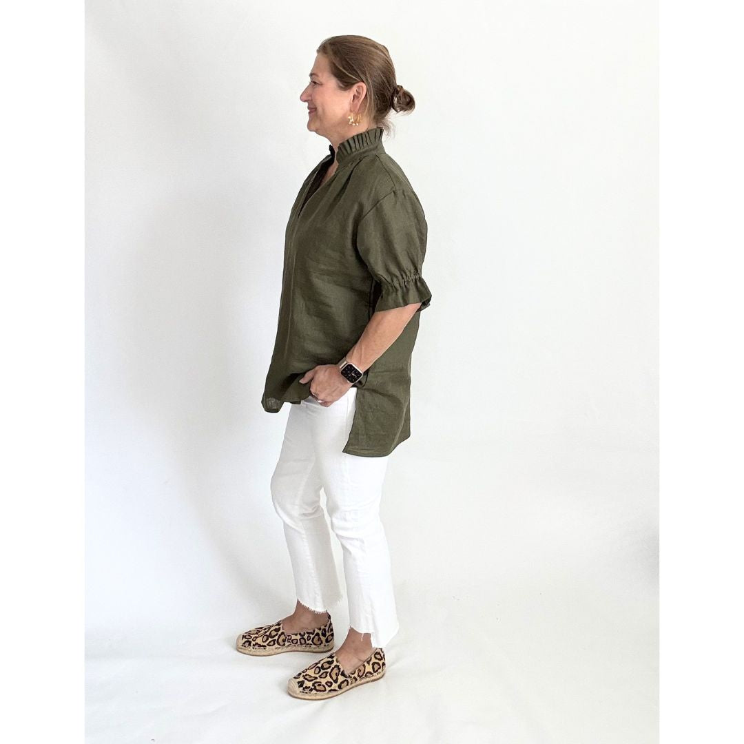 Linen Merritt Top - Forest
