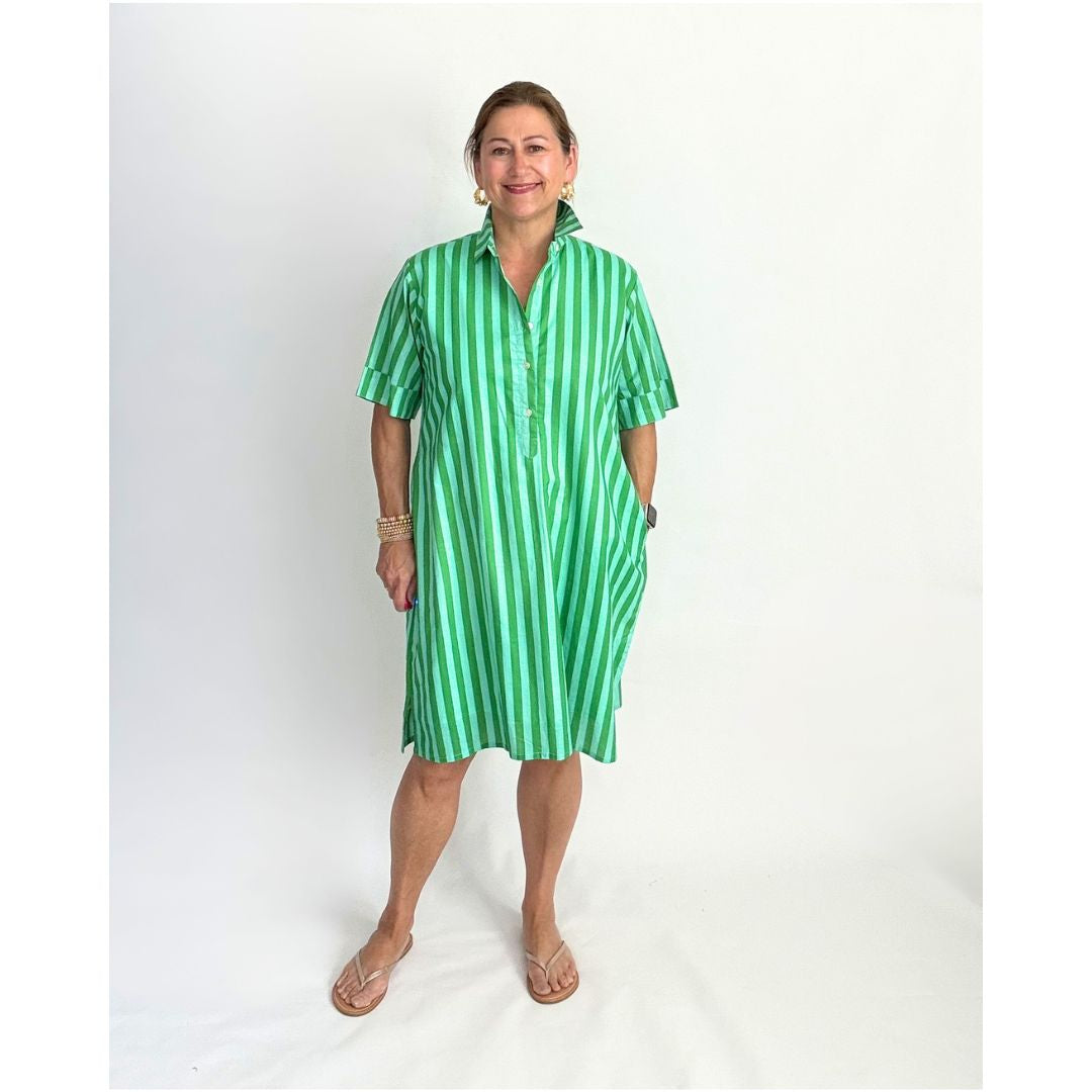 Lucia Shirt Dress - Green Stripe