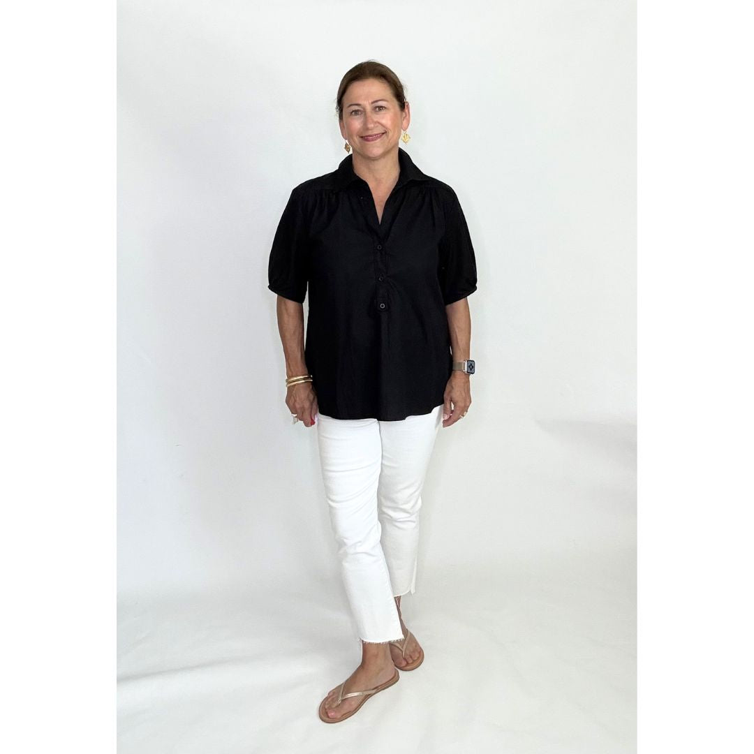 Kathya Popover Top - Black