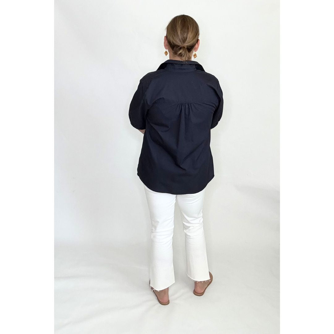 Kathya Popover Top - Navy