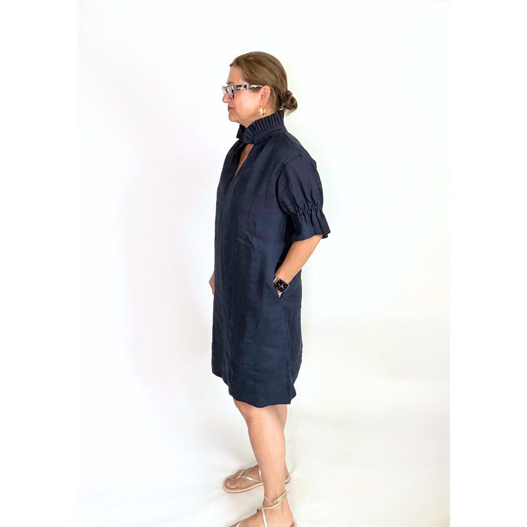 Linen Jillian Dress - Navy