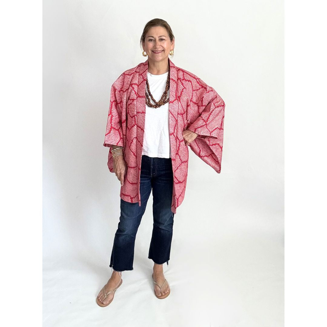Japanese Haori - Red and White