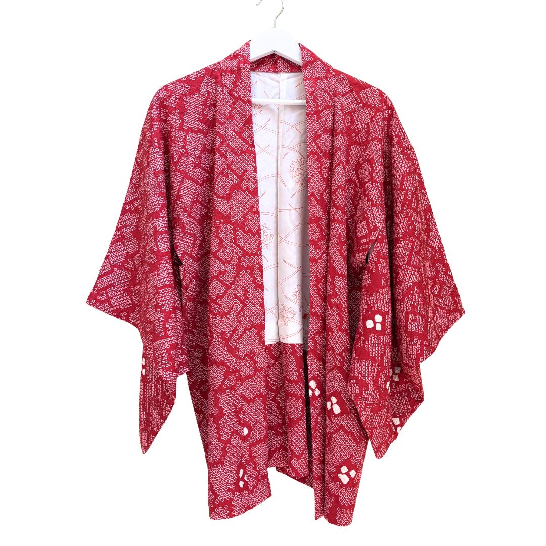 Japanese Haori - Red and White Shibori