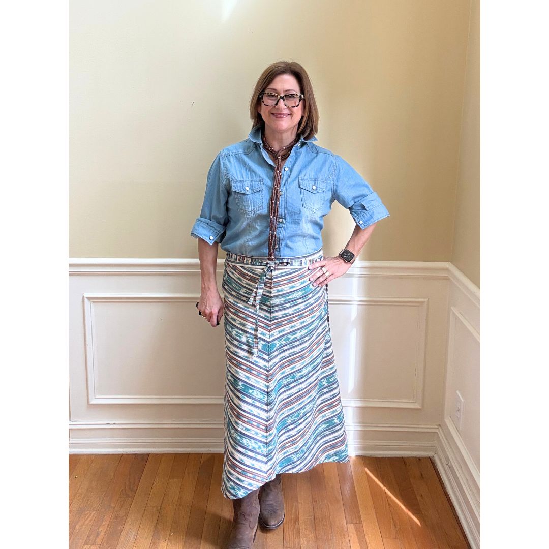 Antigua Skirt - Teal/Cream Stripe