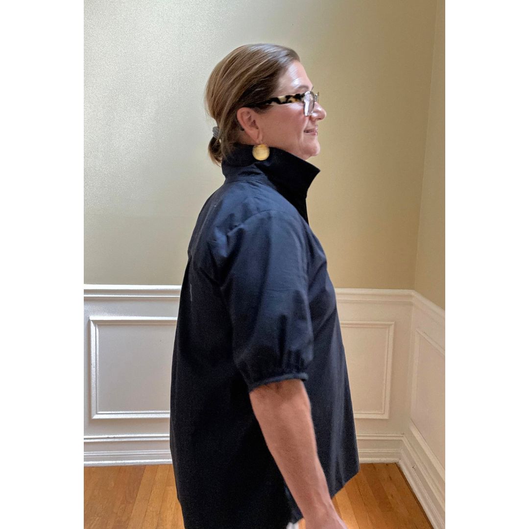 Kathya Popover Top - Navy