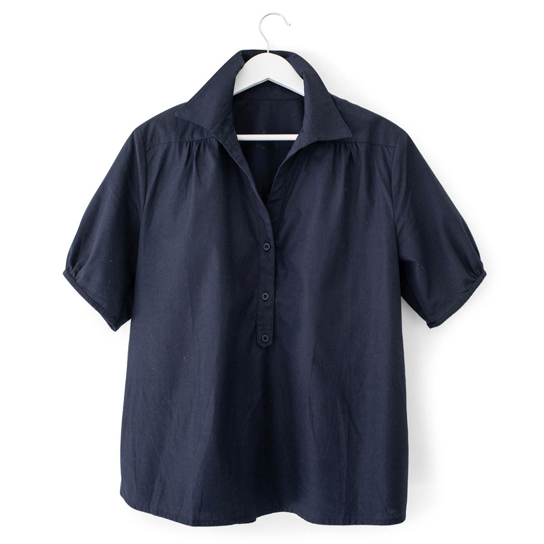 Kathya Popover Top - Navy