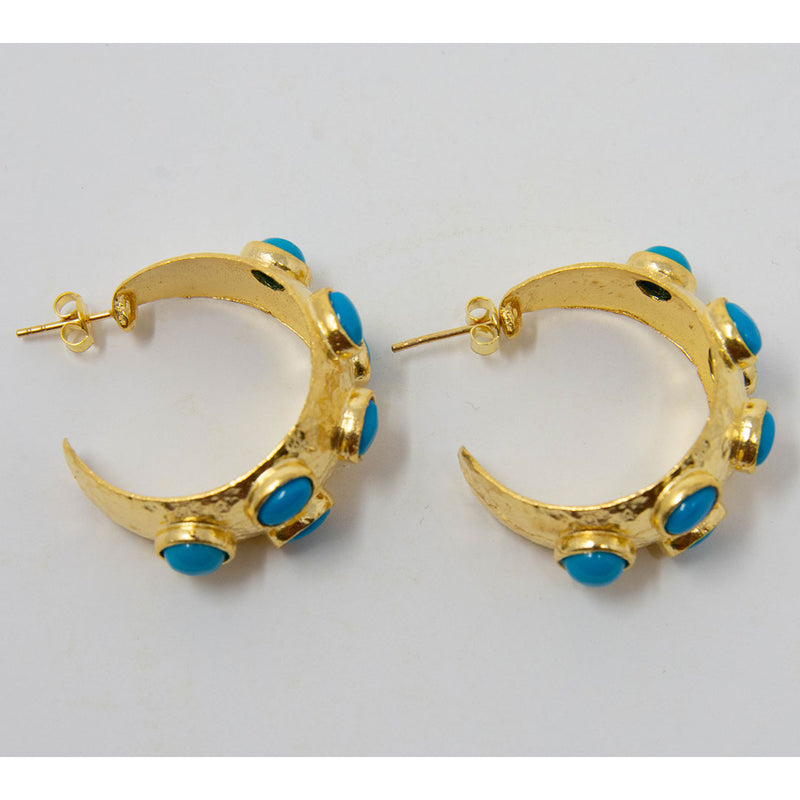 Vermeil and Turquoise Hoops