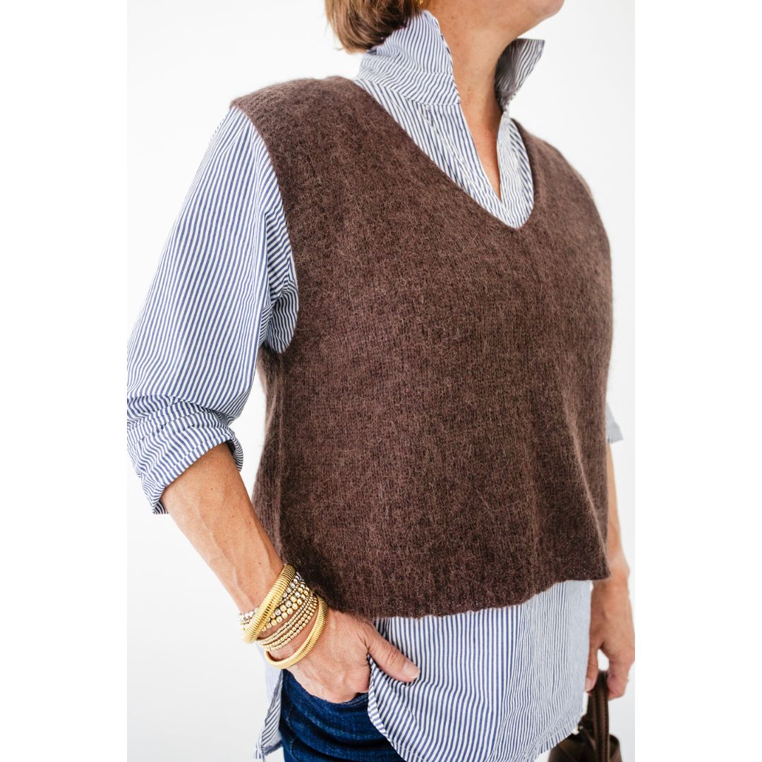 Ava Sweater Vest - Chocolate