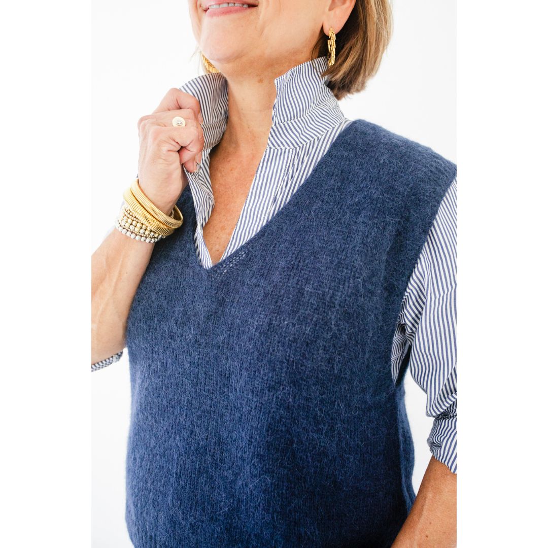 Ava Sweater Vest - Navy