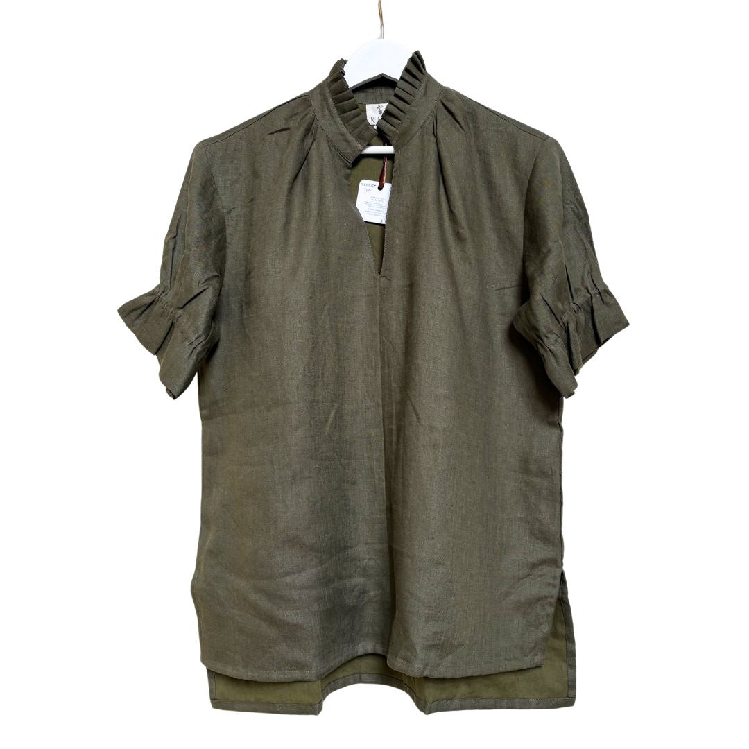 Linen Merritt Top - Forest