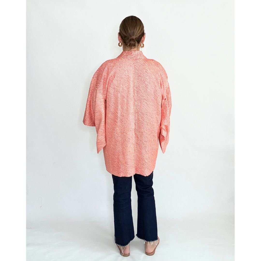 Japanese Haori - Tangerine and White