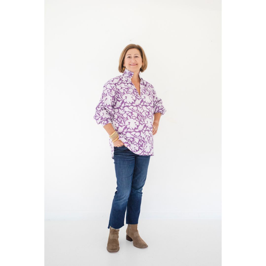 Ruffle Collar Top - Hyacinth