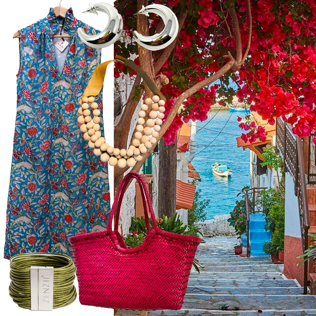 Kate Dress - Blue/Red Floral