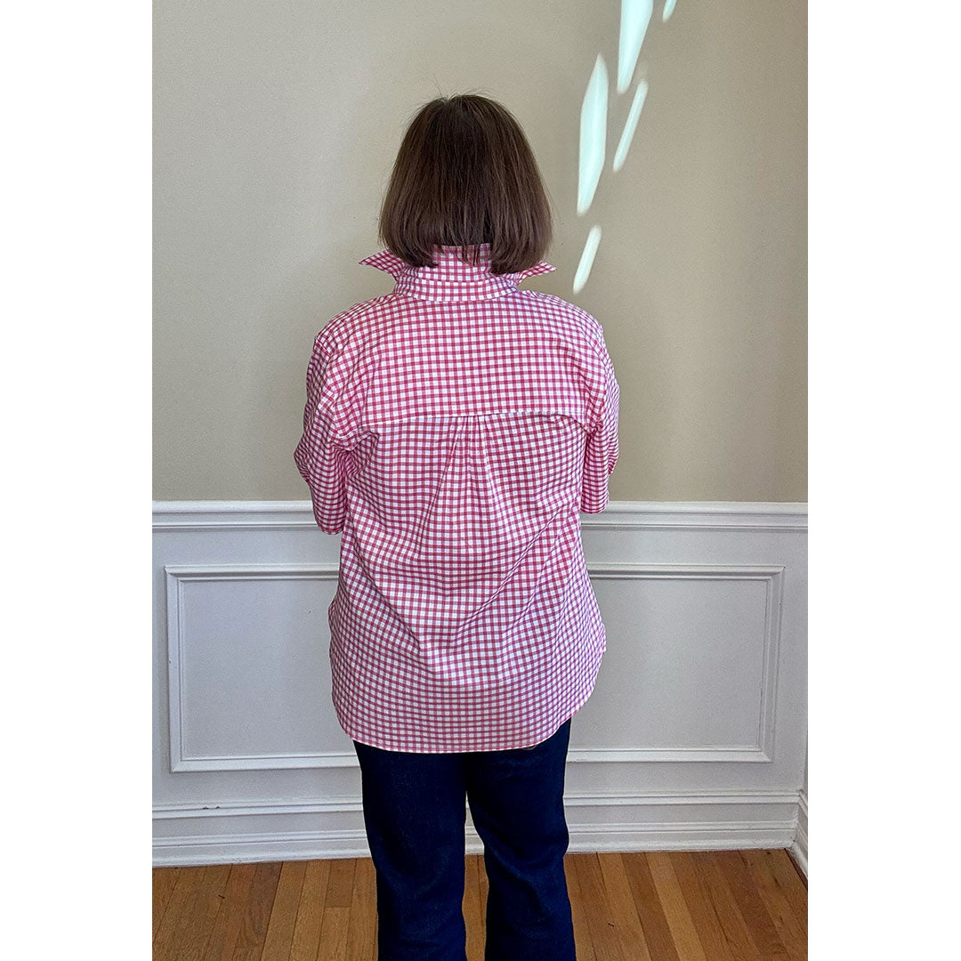 Kathya Popover Top - Red/White Check