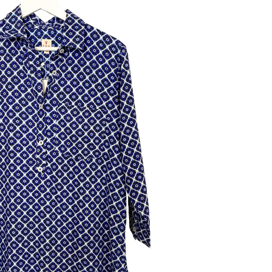 Lucia Shirt Dress - Blue/White Geo