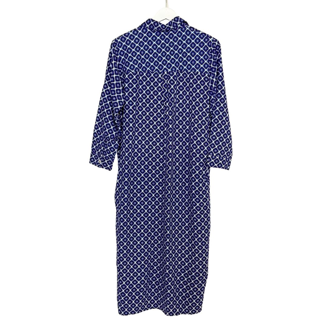 Lucia Shirt Dress - Blue/White Geo