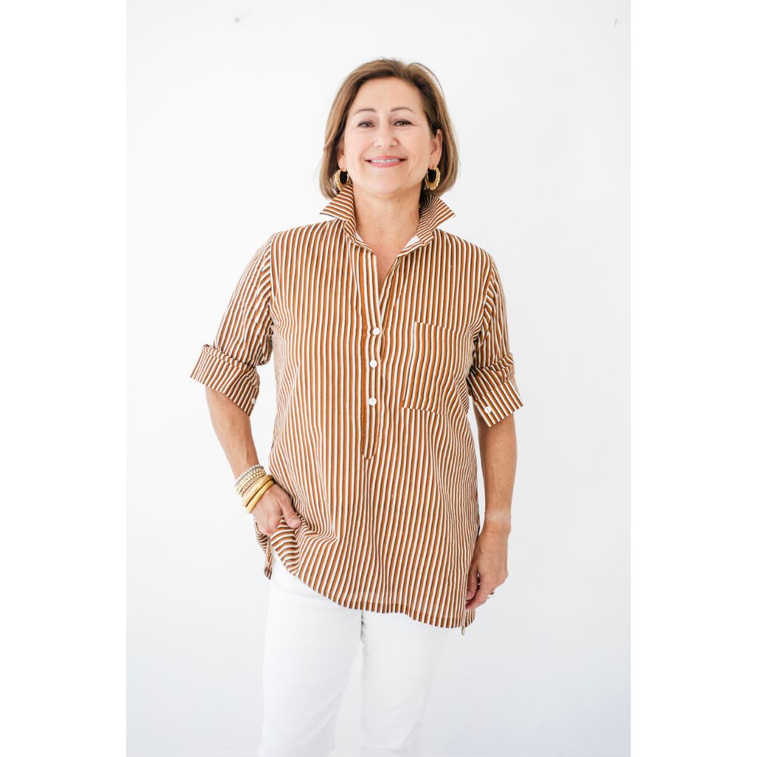 Lucia Top - Brown Stripe