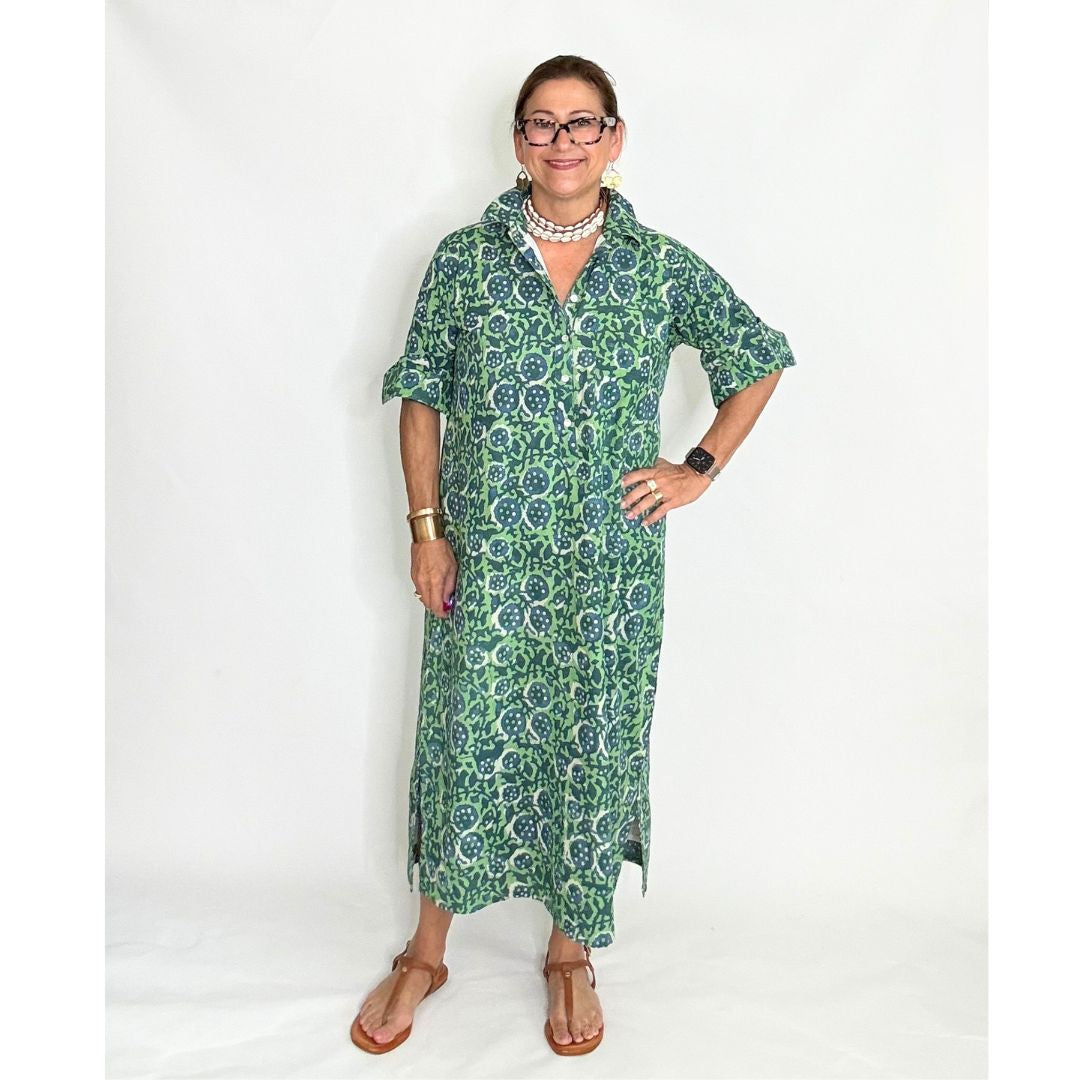 Lucia Shirt Dress - Blue/Green Floral