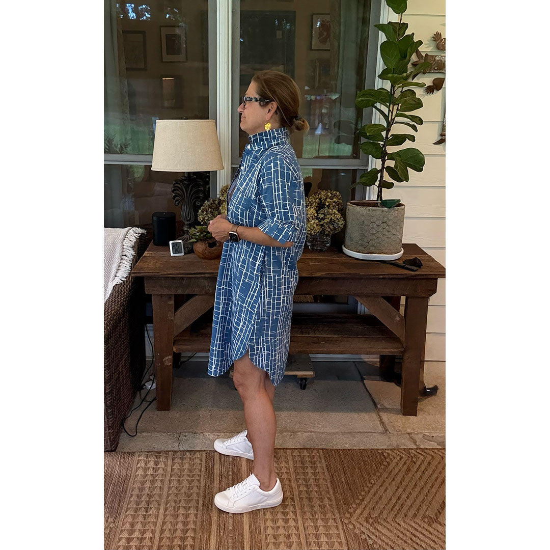 Lucia Short Dress - Blue and White