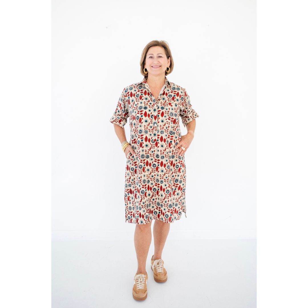 Lucia Short Dress - Retro Flowers