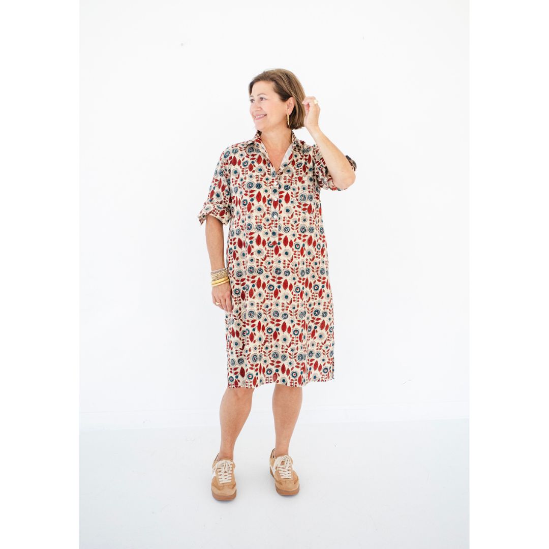 Lucia Short Dress - Retro Flowers