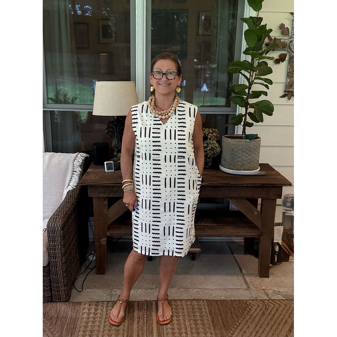 Mali Dress - Black on Cream