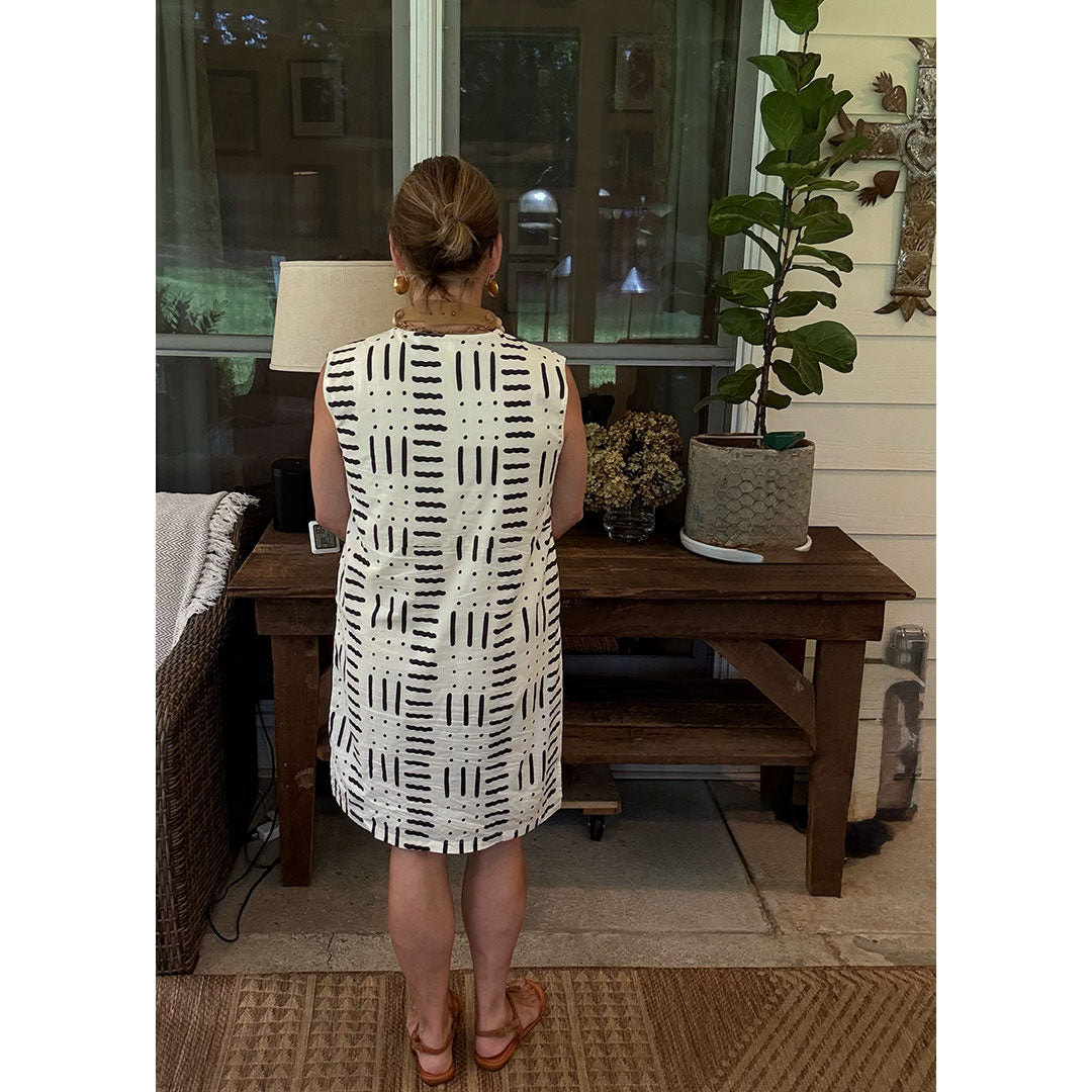Mali Dress - Black on Cream