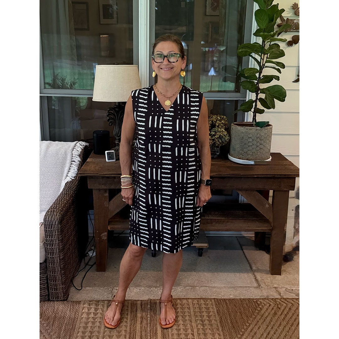 Mali Dress - Cream on Black