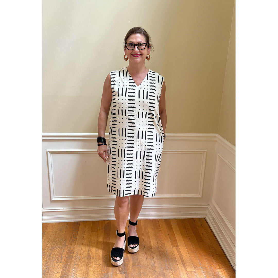 Mali Dress - Black on Cream