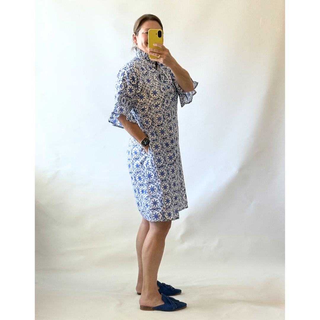 Margot Dress - Blue Geo