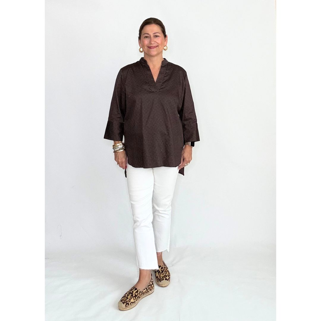 Margret Top - Brown/Black Geometric