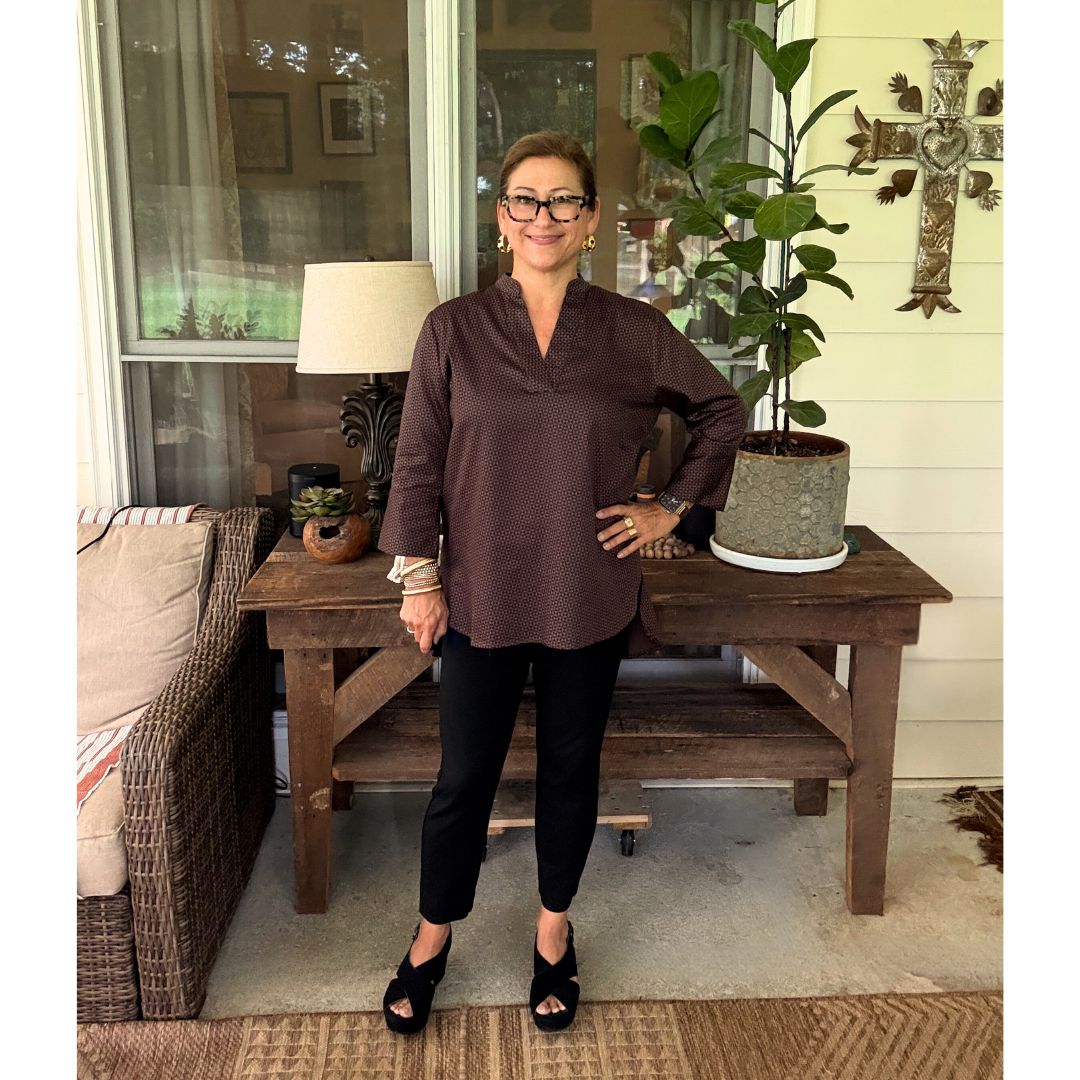Margret Top - Brown/Black Geometric