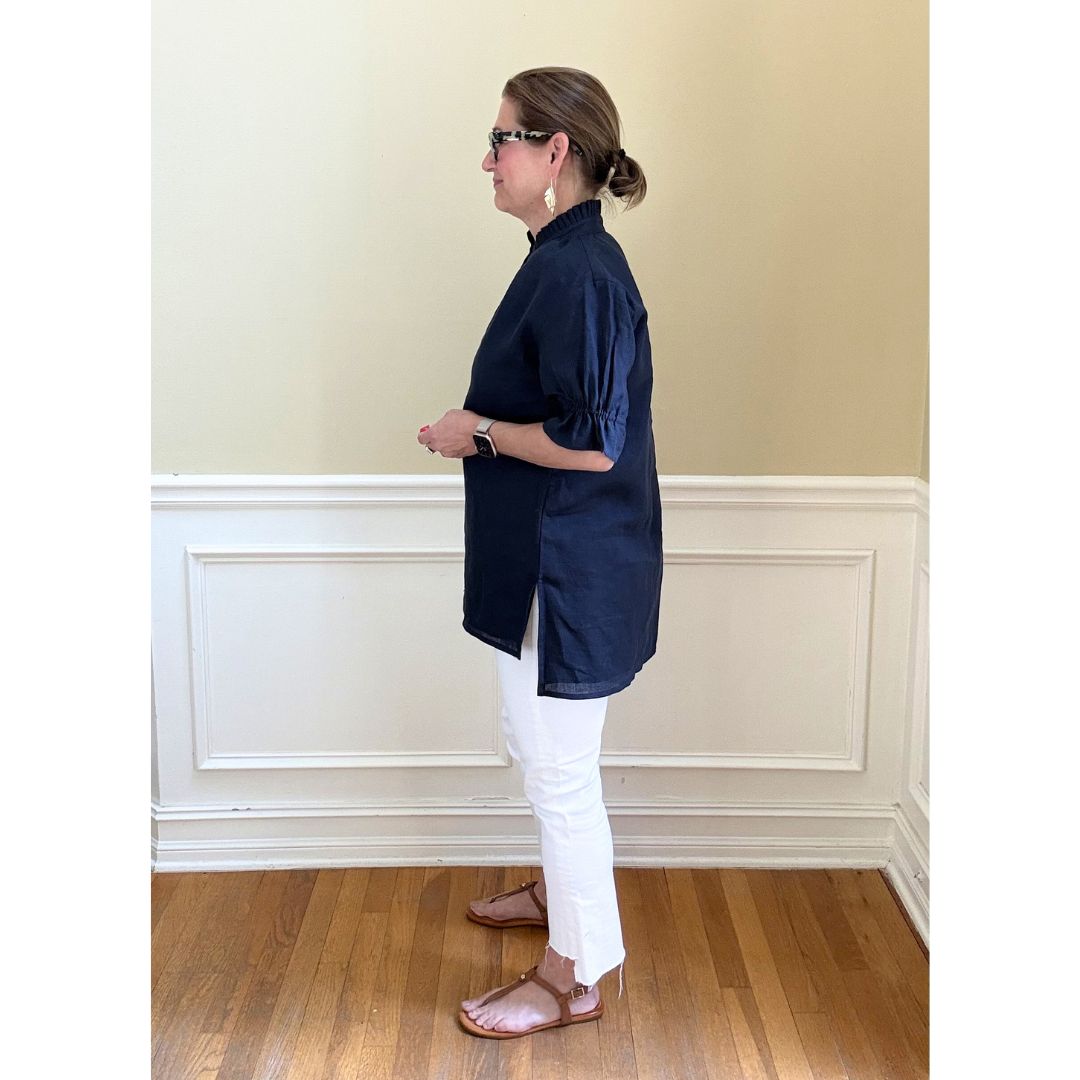 Linen Merritt Top - Navy