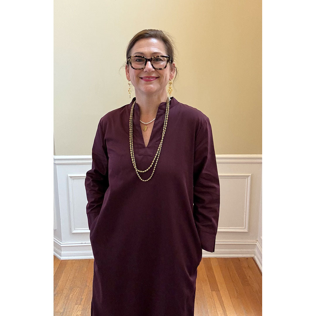 Poppy Long Caftan Dress - Aubergine