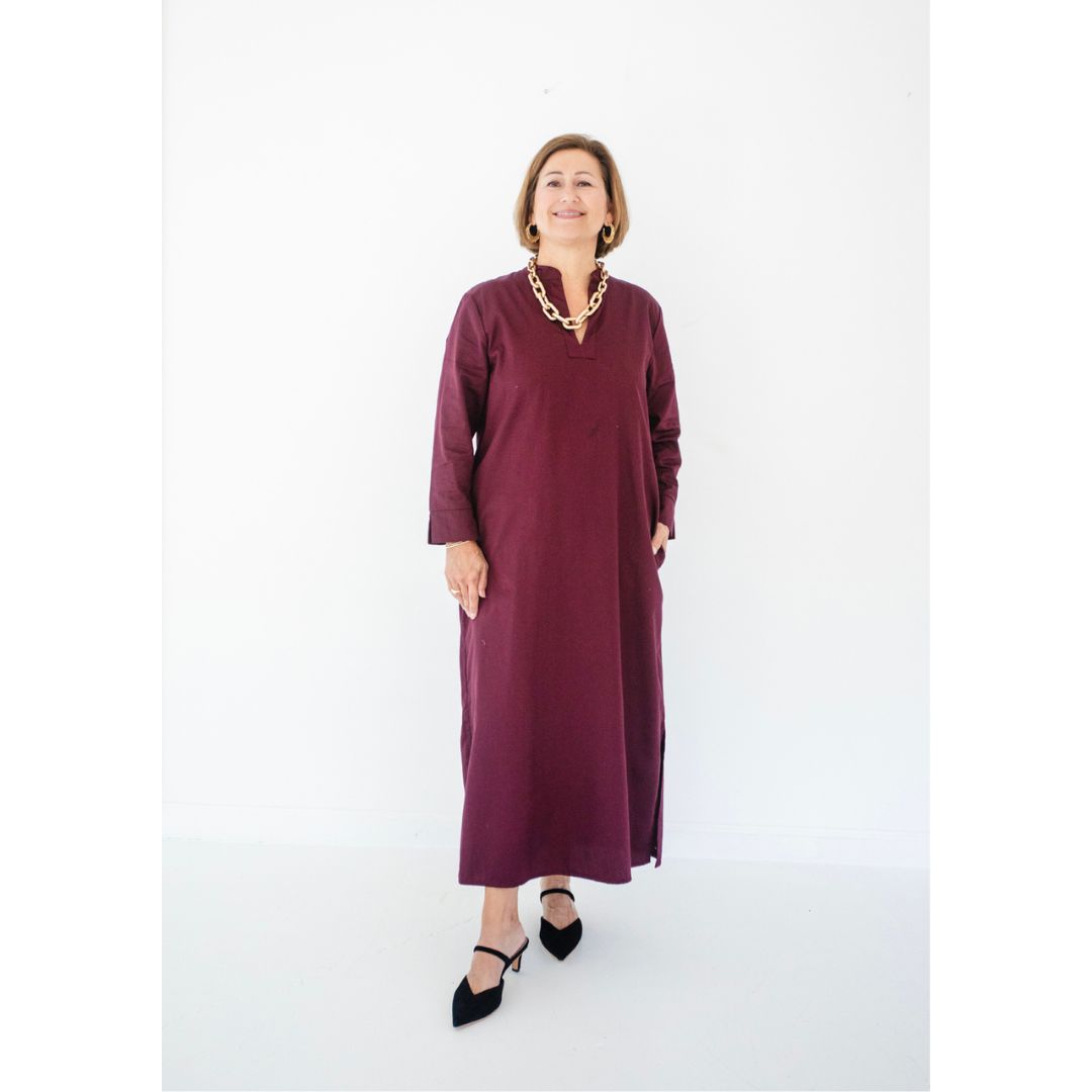 Poppy Long Caftan Dress - Aubergine